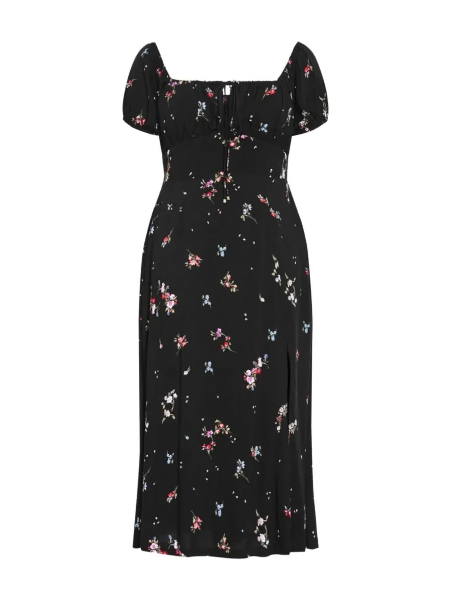 Платье-миди с принтом Abbie Floral-Print Sweetheart Neckline Midi Dress CITY CHIC, Petal Bouquet Blk — изображение 3 из 4