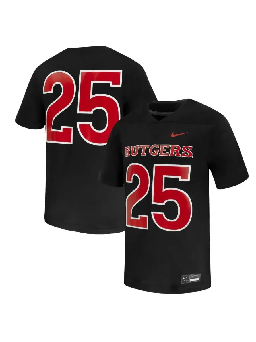 Nike Мужская черная игровая футболка Rutgers Scarlet Knights Untouchable, размер 25 — изображение 1 из 3, черный