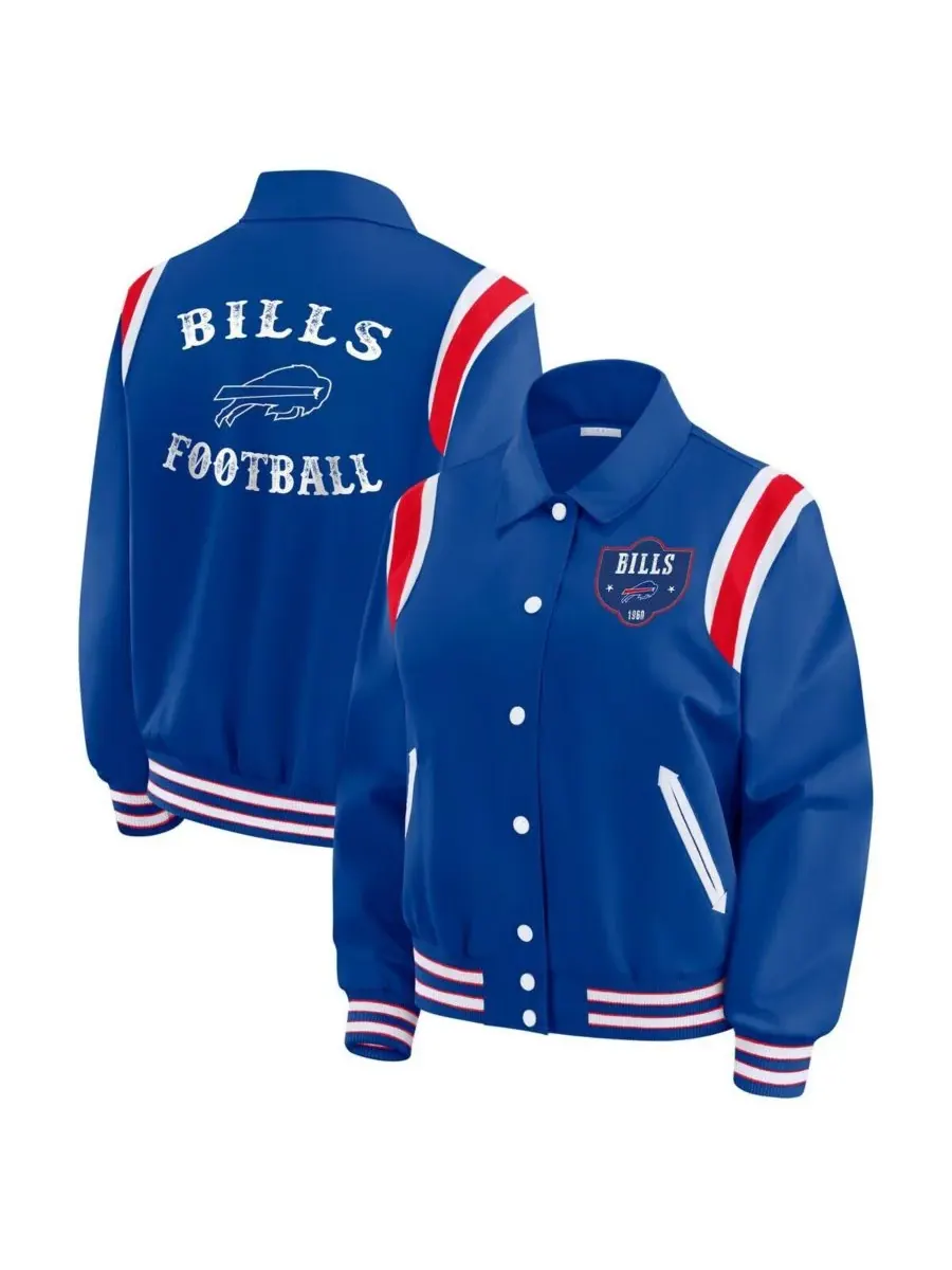 Женская легкая куртка Royal Buffalo Bills Varsity на кнопках WEAR by Erin Andrews — изображение 1 из 3, королевский