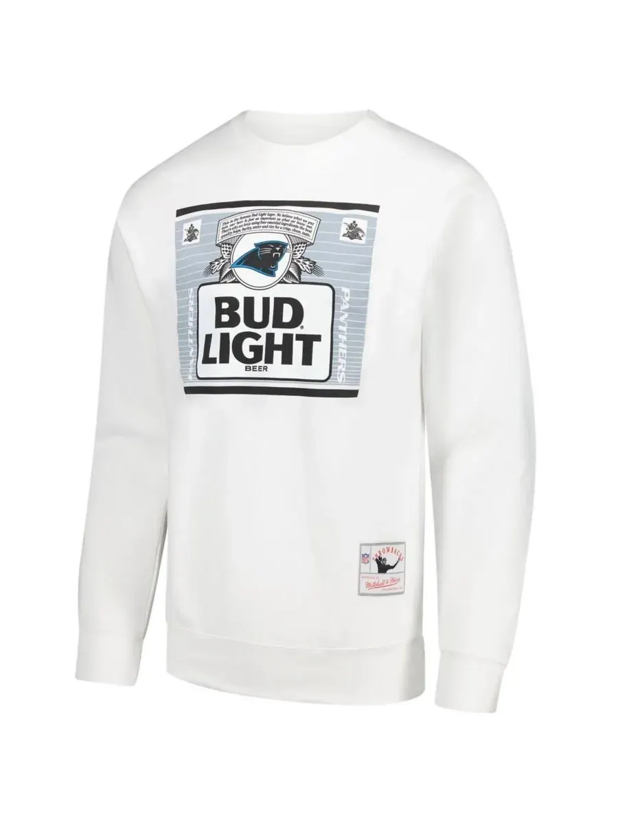 Mitchell & Ness Мужская белая толстовка Bud Light Carolina Panthers The Crest Pullover Sweatshirt — изображение 2 из 3, белый