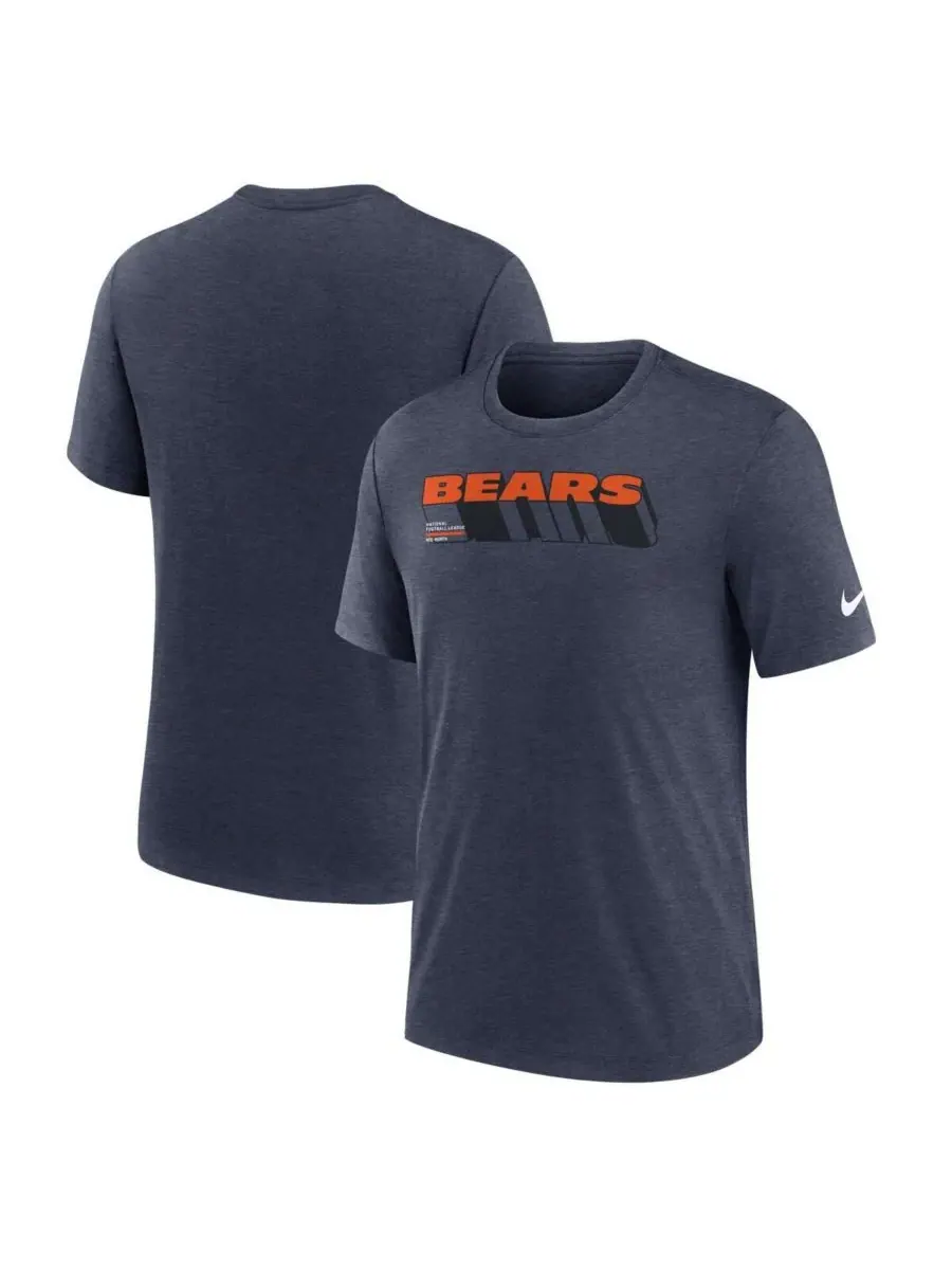 Nike Мужская футболка Chicago Bears Long Pass Tri-Blend темно-синего цвета — изображение 1 из 3, темно-синий