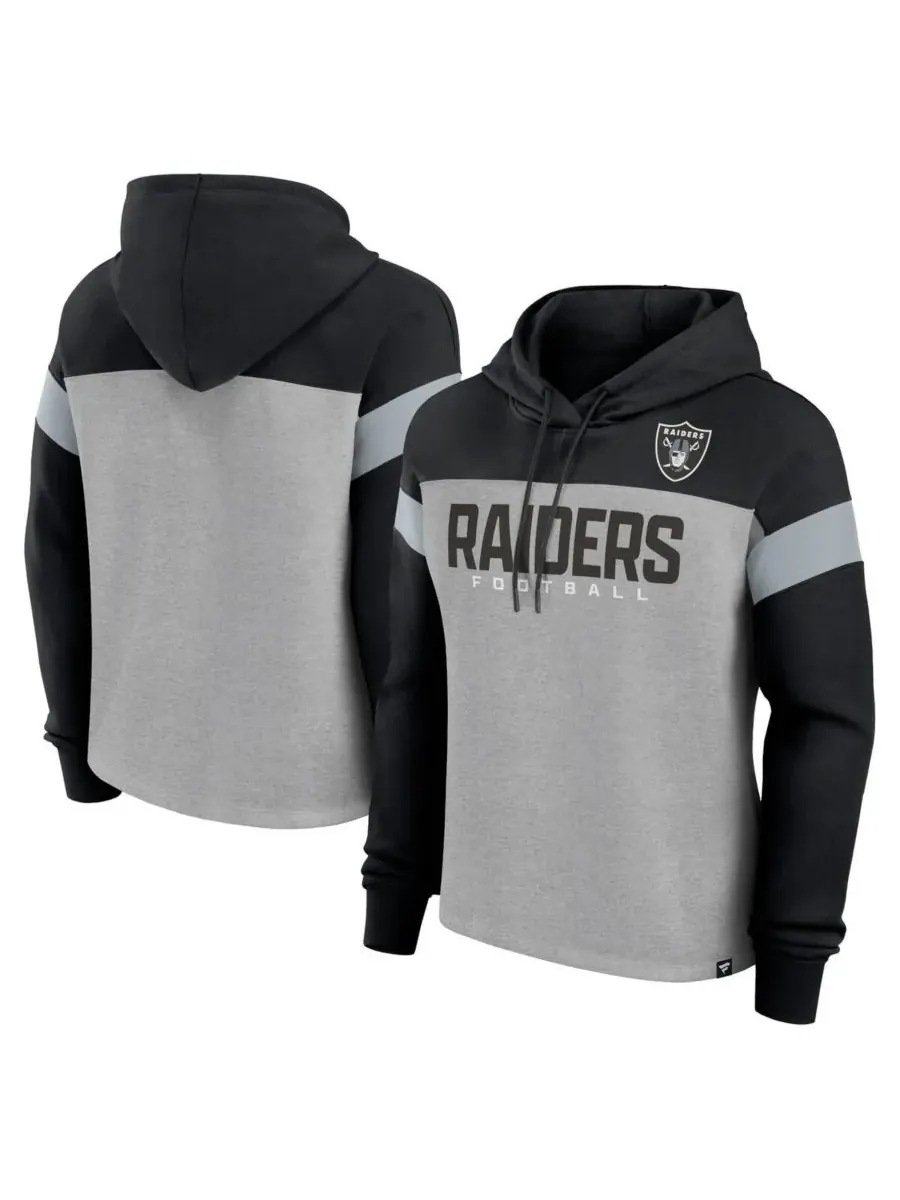Fanatics Женская толстовка с капюшоном Las Vegas Raiders Bold Play Call серо-черного цвета — изображение 1 из 3, серый черный