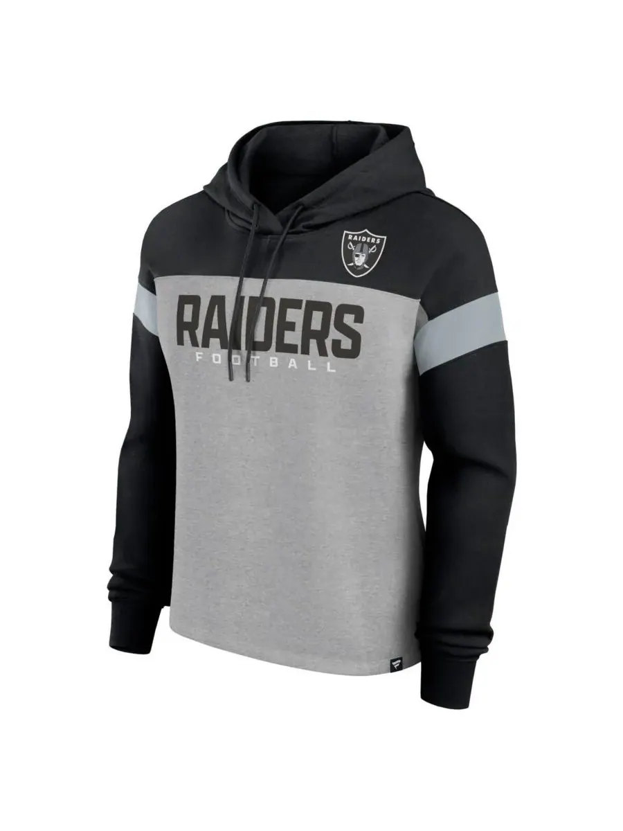 Fanatics Женская толстовка с капюшоном Las Vegas Raiders Bold Play Call серо-черного цвета — изображение 2 из 3, серый черный
