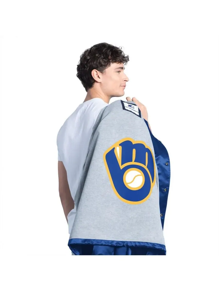 Мужская тренерская куртка Royal Milwaukee Brewers Cooperstown Collection Point Man Full-Snap Starter — изображение 3 из 3