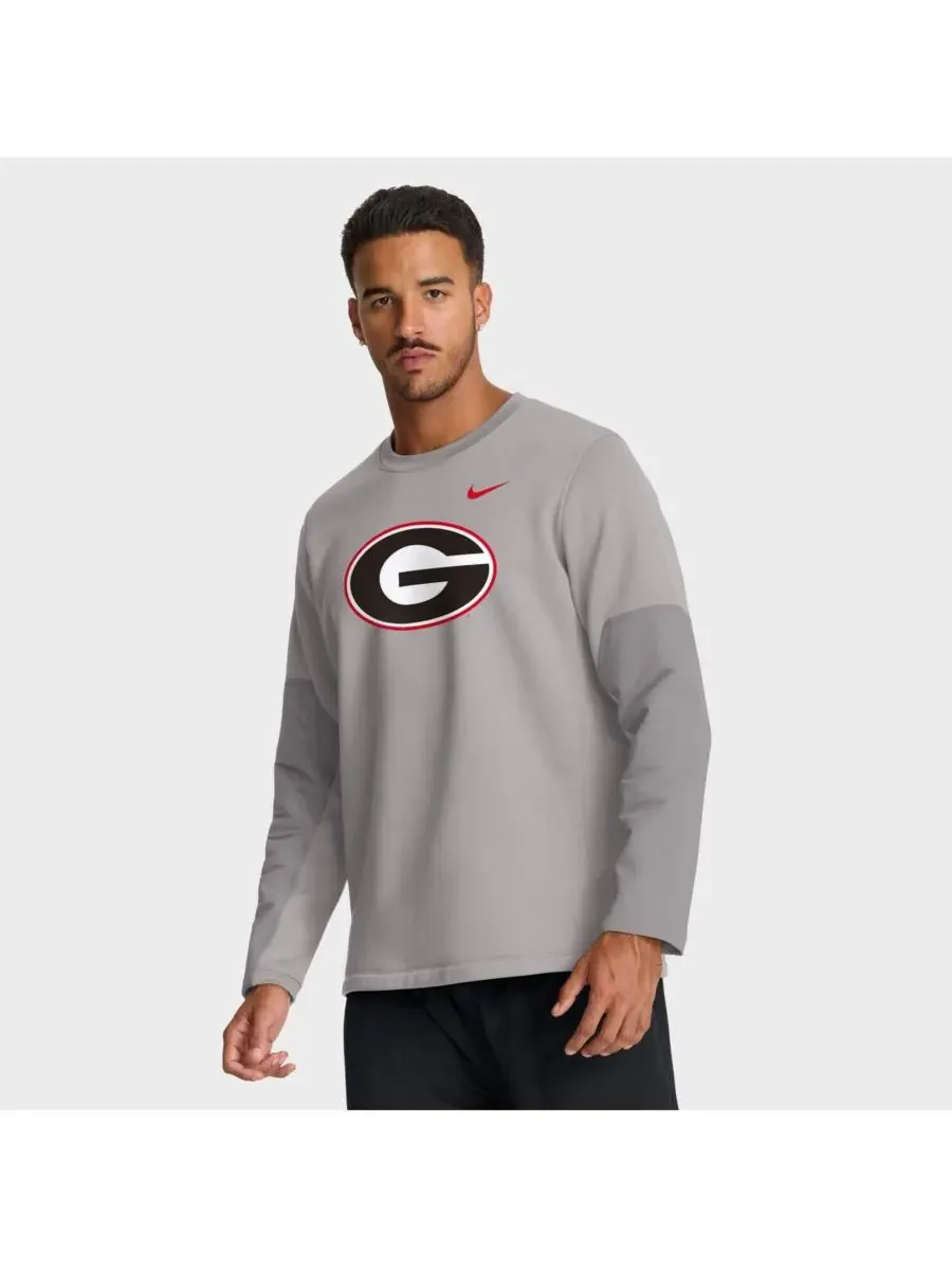 Nike Мужская серая футболка с длинным рукавом Georgia Bulldogs 2025 Sideline Coach Performance — изображение 1 из 5, серый