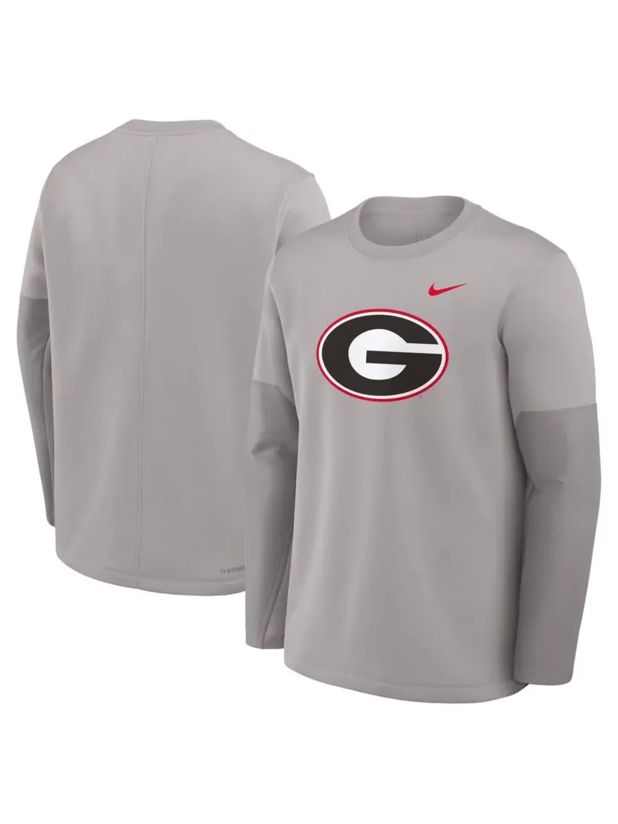 Nike Мужская серая футболка с длинным рукавом Georgia Bulldogs 2025 Sideline Coach Performance — изображение 4 из 5, серый