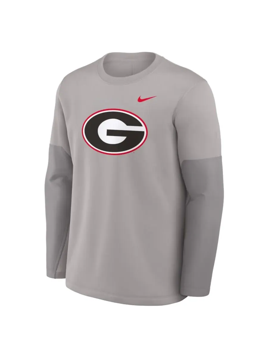 Nike Мужская серая футболка с длинным рукавом Georgia Bulldogs 2025 Sideline Coach Performance — изображение 5 из 5, серый