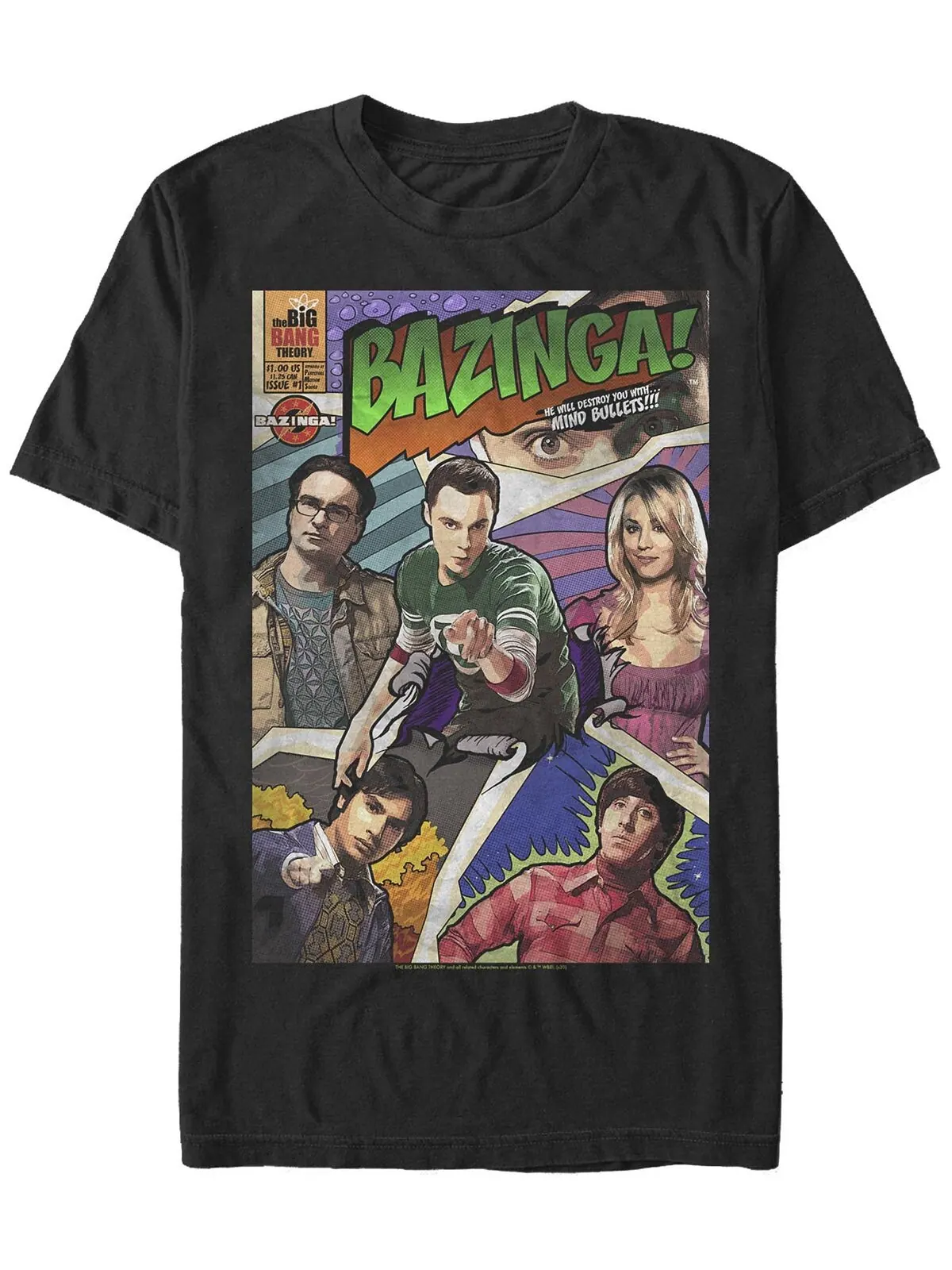 Мужская футболка с коротким рукавом с обложкой комикса bazinga the big bang theory Fifth Sun — изображение 1 из 1, черный