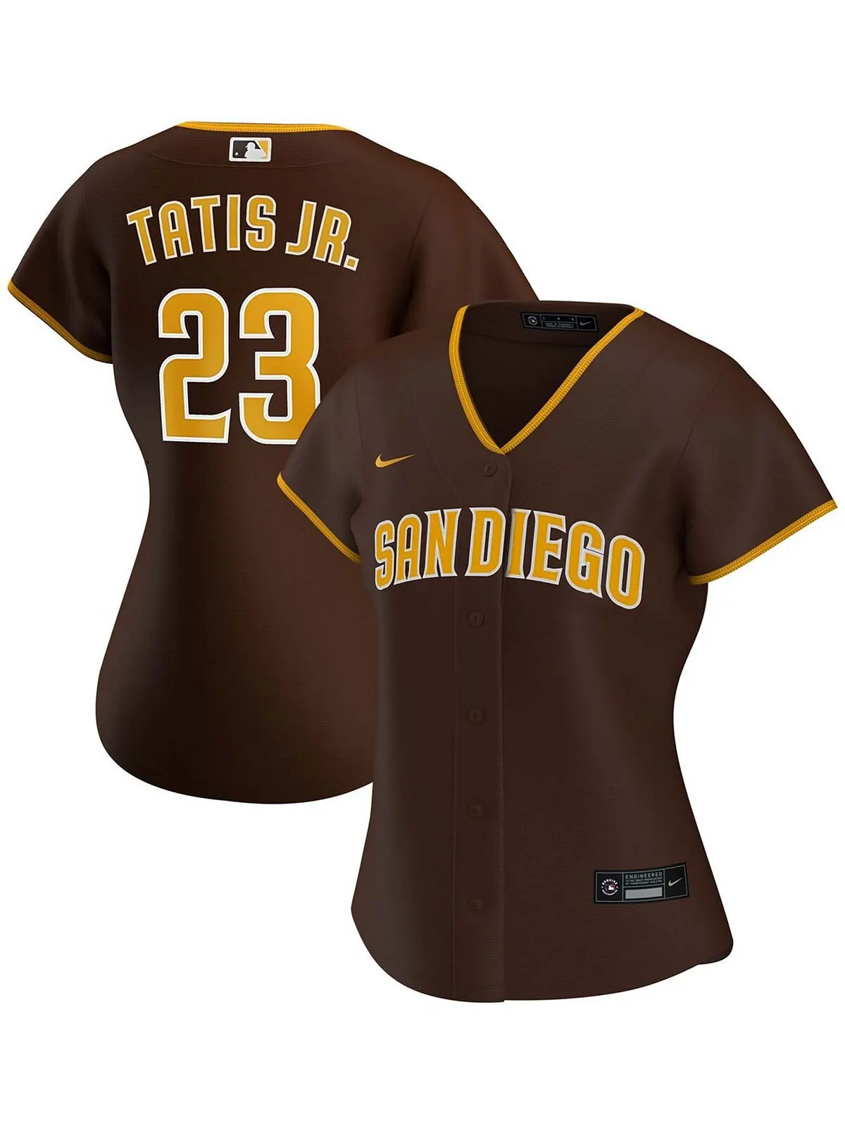 Женская футболка fernando tatis jr. brown san diego padres road replica player джерси Nike — изображение 1 из 3, коричневый