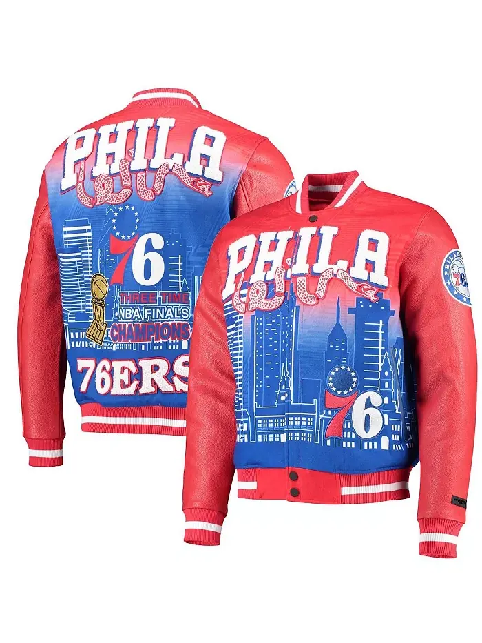 Мужская красная бейсбольная куртка Philadelphia 76ers Remix на молнии Pro Standard