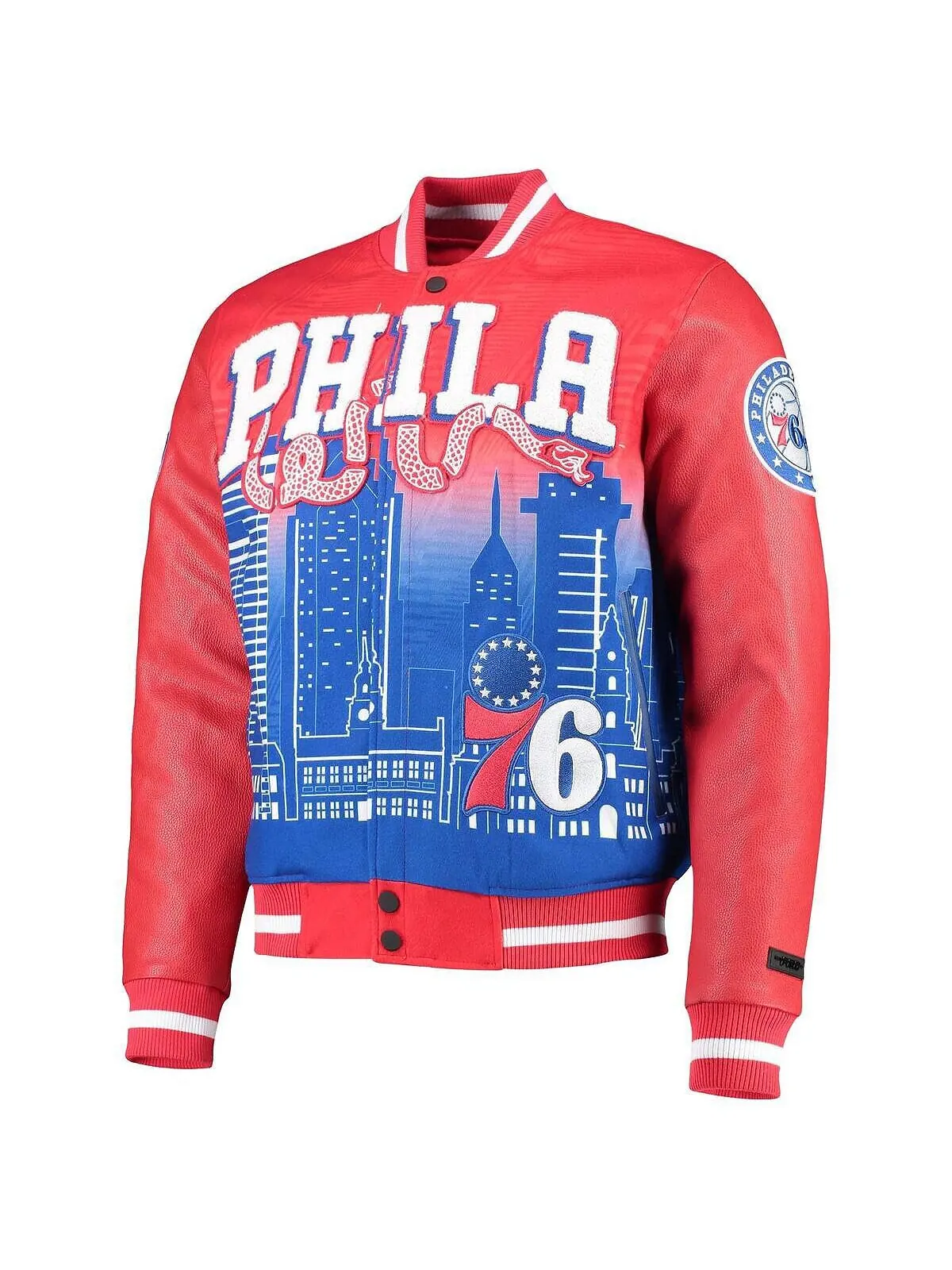 Мужская красная куртка philadelphia 76ers remix varsity с молнией во всю длину Pro Standard — изображение 2 из 3, красный