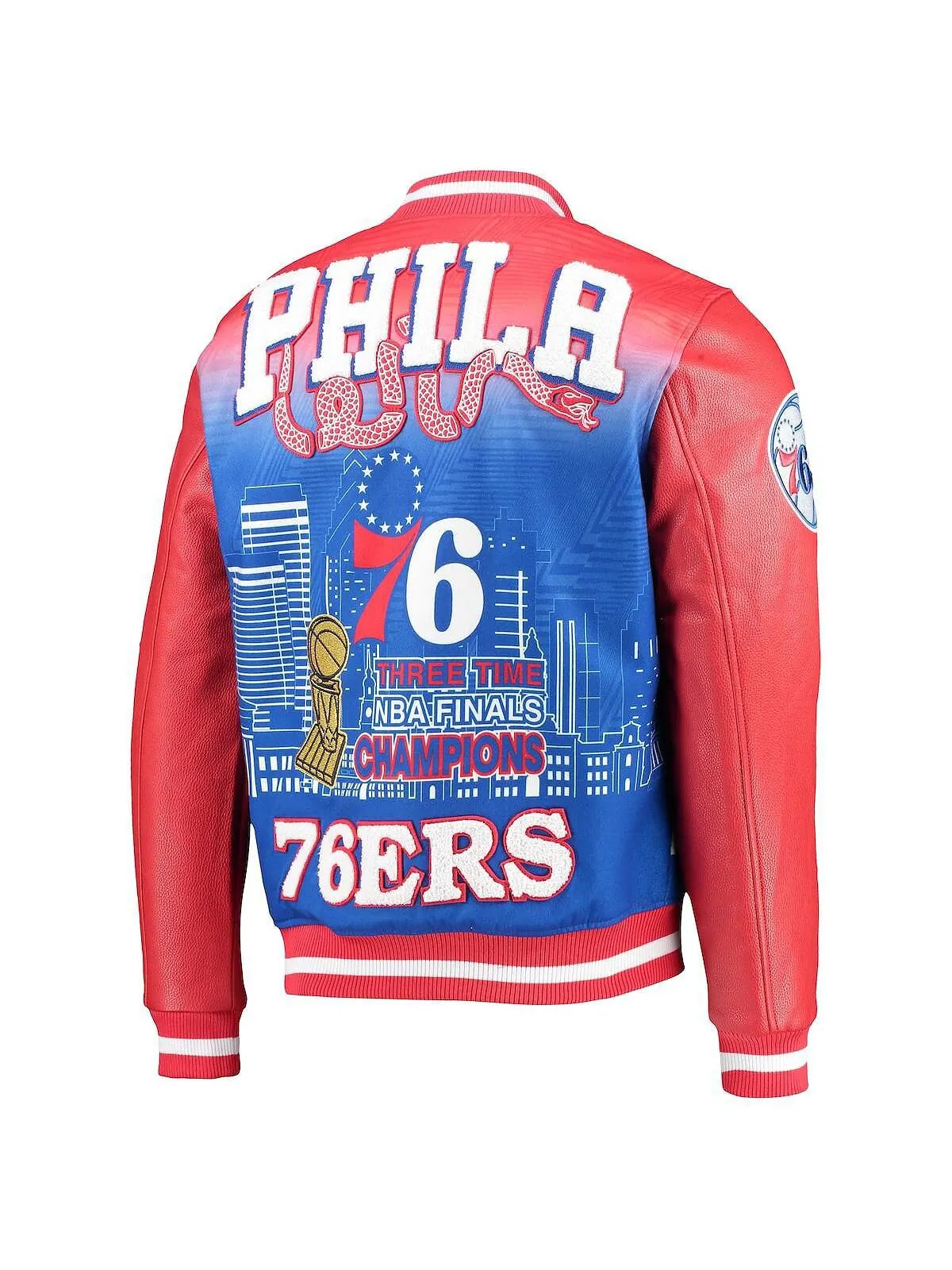 Мужская красная куртка philadelphia 76ers remix varsity с молнией во всю длину Pro Standard — изображение 3 из 3, красный