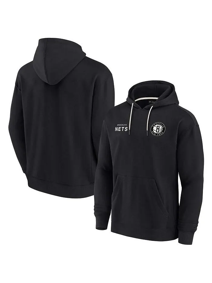 Мужской и женский черный супермягкий флисовый пуловер с капюшоном Brooklyn Nets Fanatics Signature — изображение 1 из 3