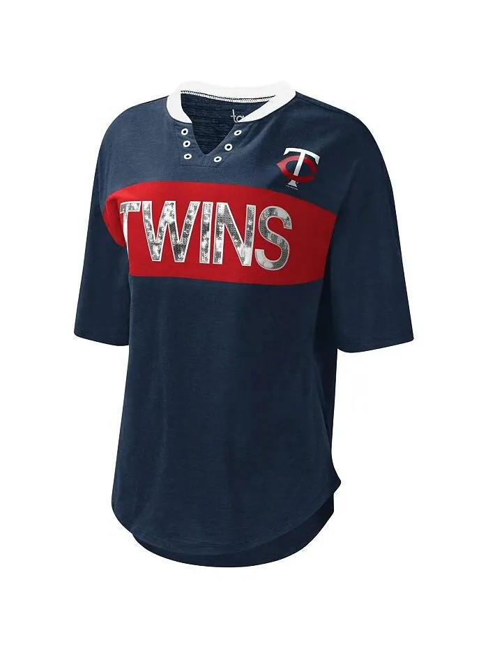 Женская темно-сине-красная футболка Minnesota Twins с вырезом на воротнике Touch — изображение 2 из 3, темно-синий красный