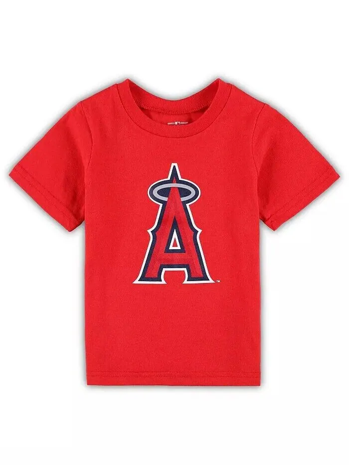 Красная футболка с основным логотипом команды Los Angeles Angels для мальчиков и девочек для — изображение 1 из 1