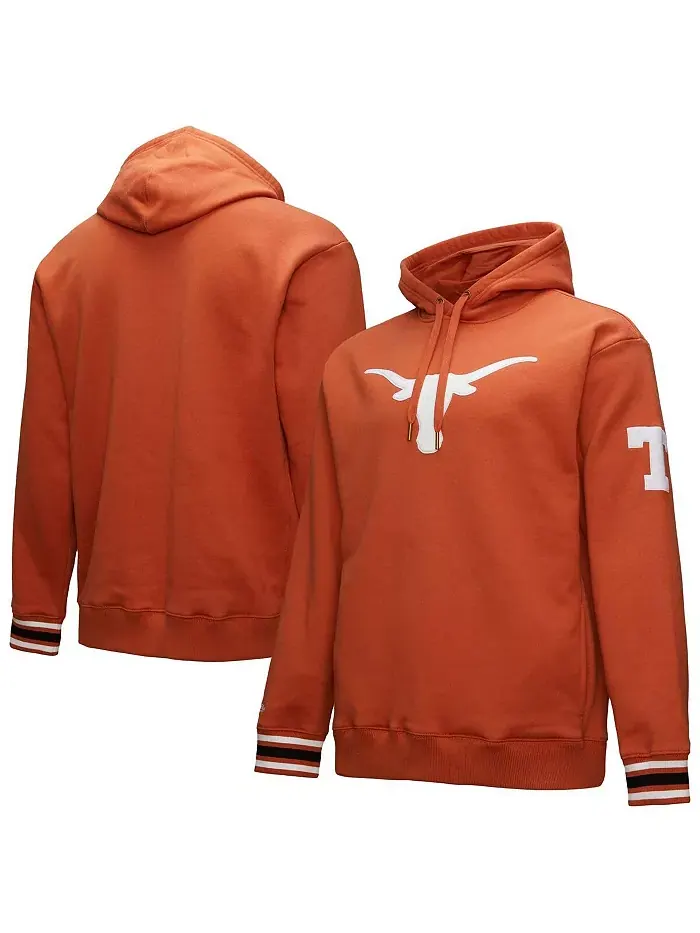 Мужской флисовый худи с вышивкой Texas Longhorns в цвете Texas Orange Mitchell & Ness — изображение 1 из 3