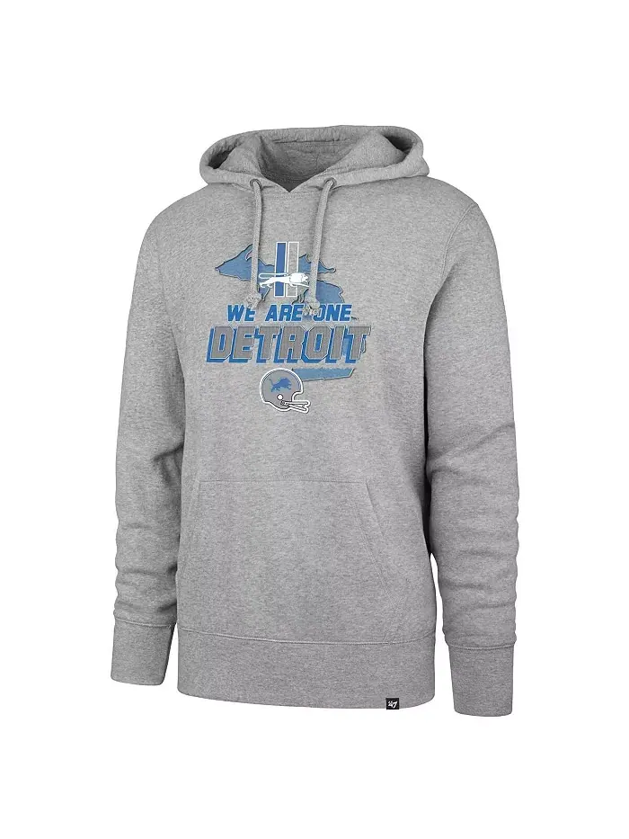 Мужская серая толстовка с капюшоном Detroit Lions We Are One Regional Headline '47 Brand — изображение 3 из 3