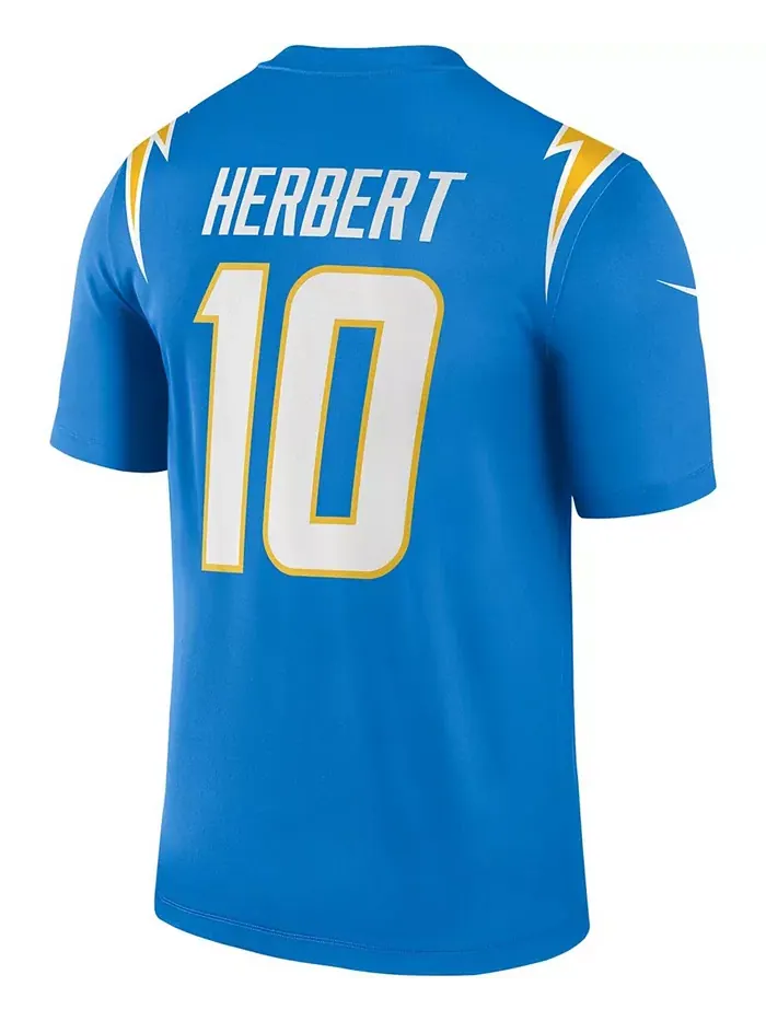 Мужская футболка Los Angeles Chargers Powder Blue с именем Джастина Герберта Nike — изображение 3 из 3
