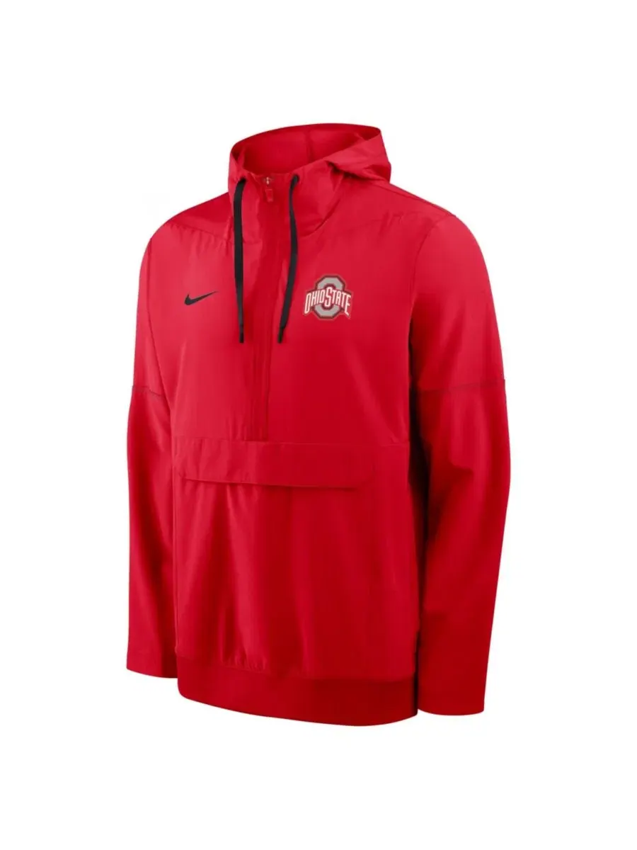 Куртка-анорак с капюшоном и полузастежкой-молнией Ohio State Buckeyes 2026 Sideline Anorak Nike — изображение 2 из 3, алый