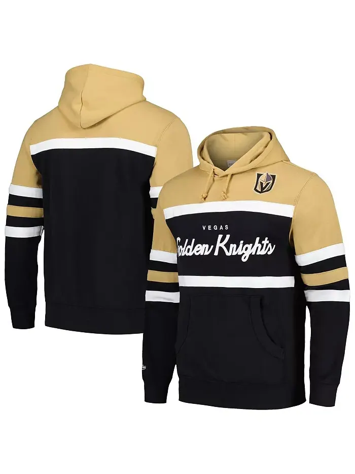 Мужская черная толстовка с капюшоном Vegas Golden Knights Head Coach с золотым оформлением Mitchell — изображение 1 из 4