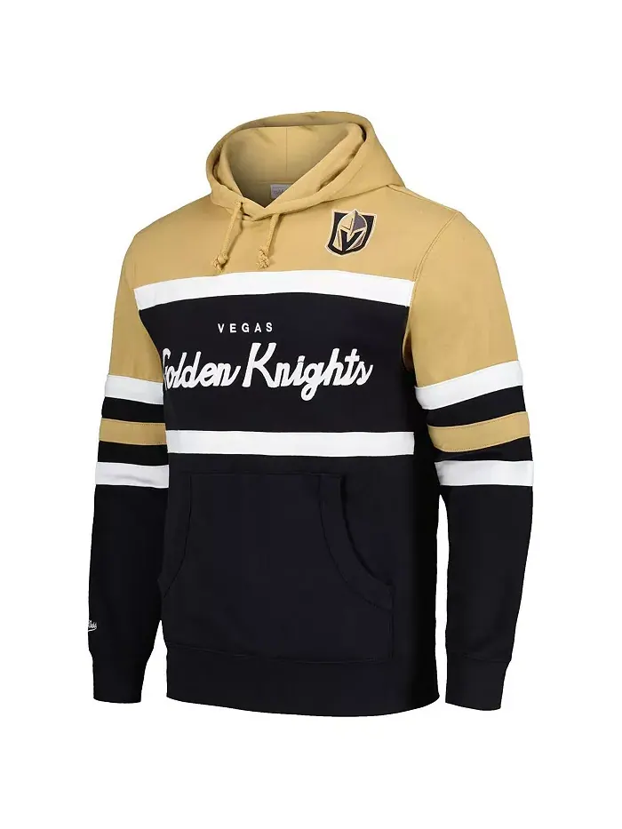Мужская черная толстовка с капюшоном Vegas Golden Knights Head Coach с золотым оформлением Mitchell — изображение 3 из 4