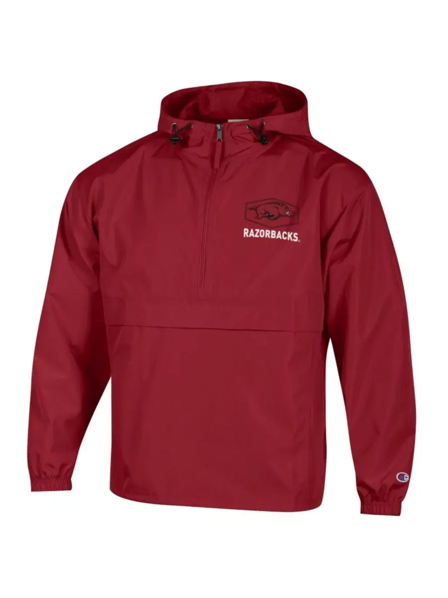 Ветрозащитная куртка-полузип с капюшоном Arkansas Razorbacks Delay Packable Champion — изображение 2 из 3, красный
