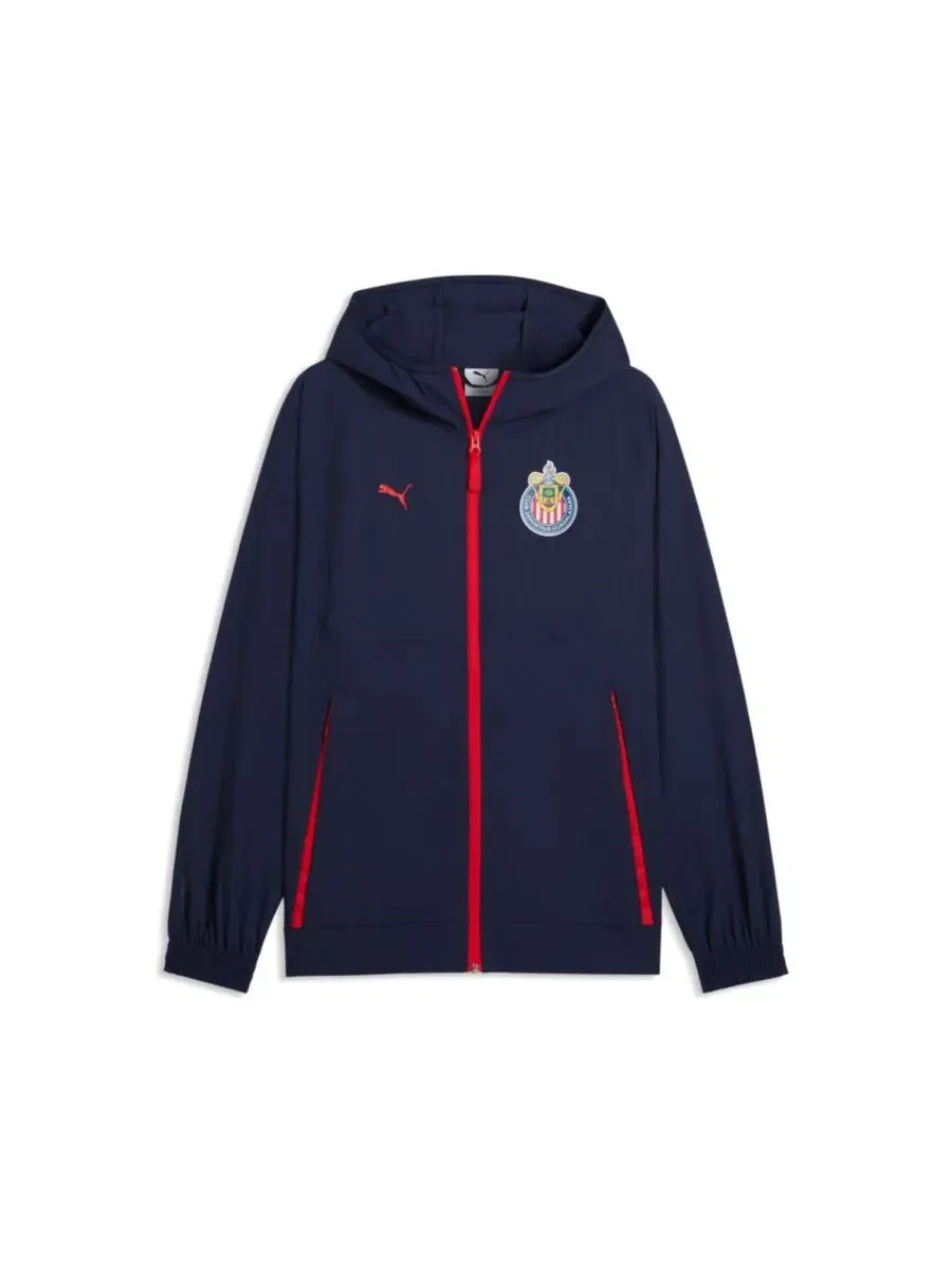 Ветрозащитная куртка с полноценной застежкой-молнией Puma Chivas Woven PUMATECH WindCELL — изображение 1 из 2, темно-синий