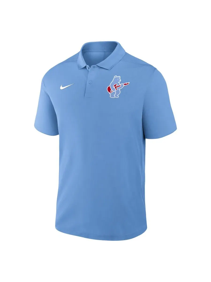 Мужское поло из джерси с вышивкой логотипа Chicago Cubs Alternate Victory Dri-FIT Nike — изображение 2 из 3, светлый синий