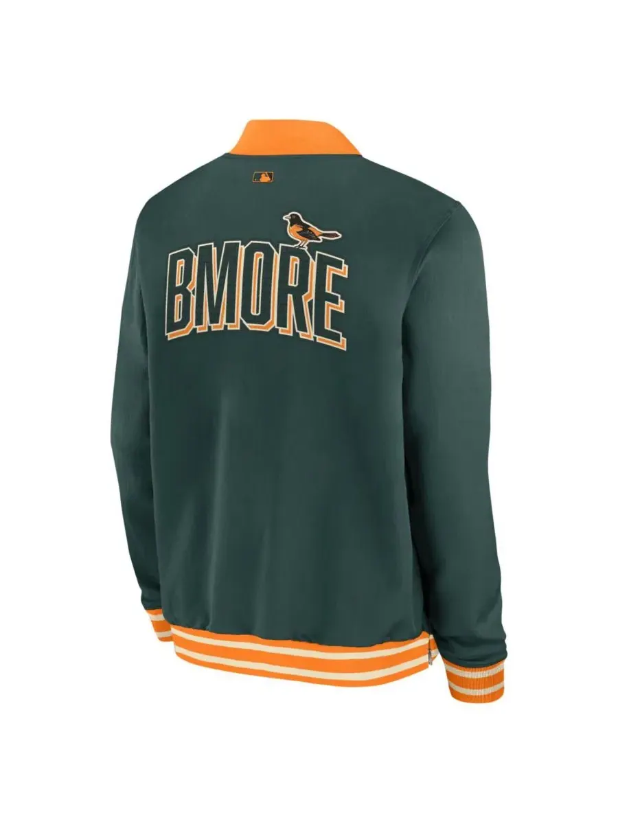 Мужская куртка-бомбер Nike Baltimore Orioles 2026 City Connect Authentic Collection — изображение 3 из 3, зеленый