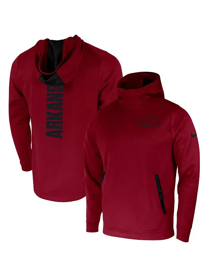 Мужская толстовка с капюшоном Cardinal Arkansas Razorbacks 2-Hit Performance Pullover Hoodie Nike — изображение 1 из 3