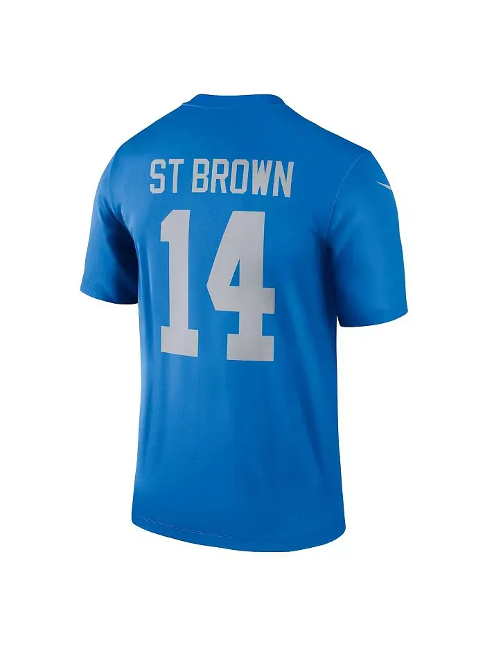 Мужская футболка для тренировок Amon-Ra St. Brown синего цвета Detroit Lions Alternate Legend — изображение 2 из 3