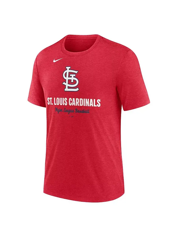 Мужская футболка Heather Red с логотипом St. Louis Cardinals, трикотаж из смесовой ткани Nike — изображение 2 из 3