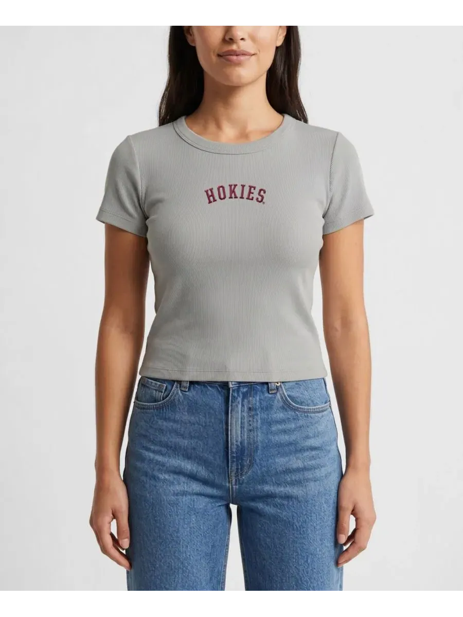 Футболка женская с вышивкой Upside Down Embroidery Ribbed Cropped Uscape Apparel