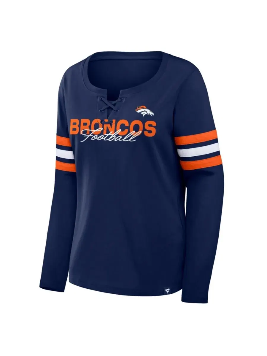 Футболка с длинным рукавом с принтом Denver Broncos Fanatics — изображение 2 из 3, темно-синий оранжевый