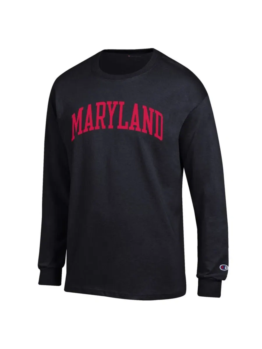 Футболка с длинным рукавом с принтом Maryland Terrapins Champion — изображение 2 из 3, черный