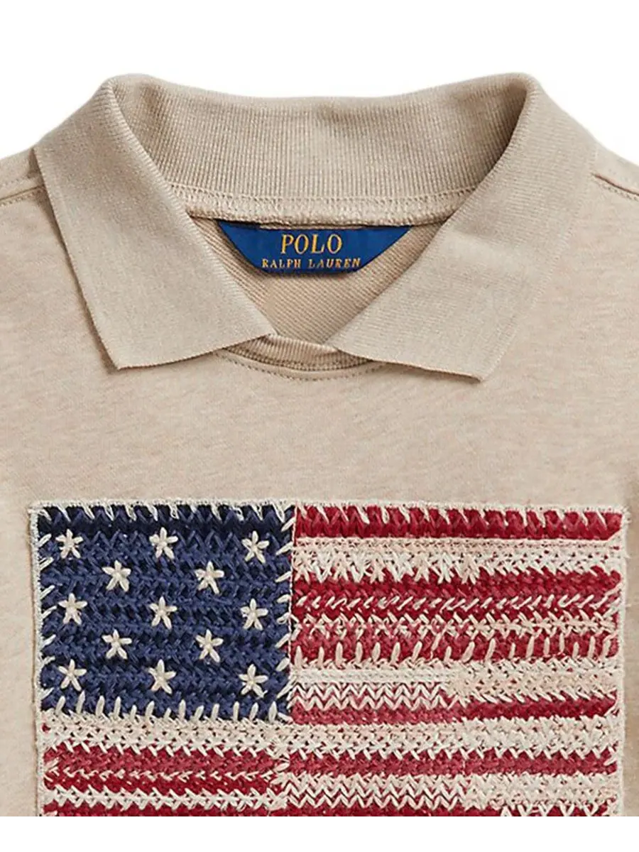 Свитшот с длинным рукавом и воротником-поло с аппликацией флага Flag Terry Long-Sleeve Collared — изображение 5 из 5