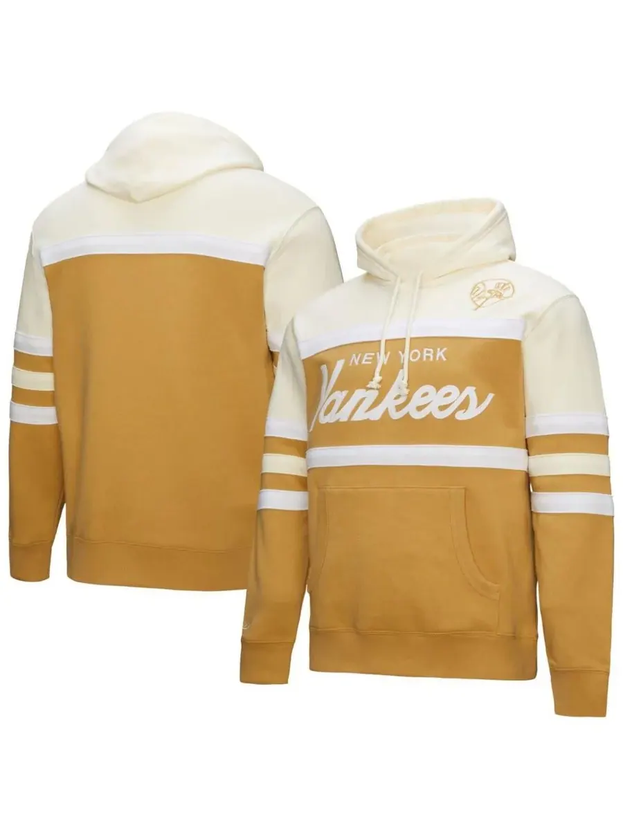 Mitchell & Ness Мужская толстовка с капюшоном в бежево-кремовом цвете с логотипом главного тренера — изображение 1 из 3