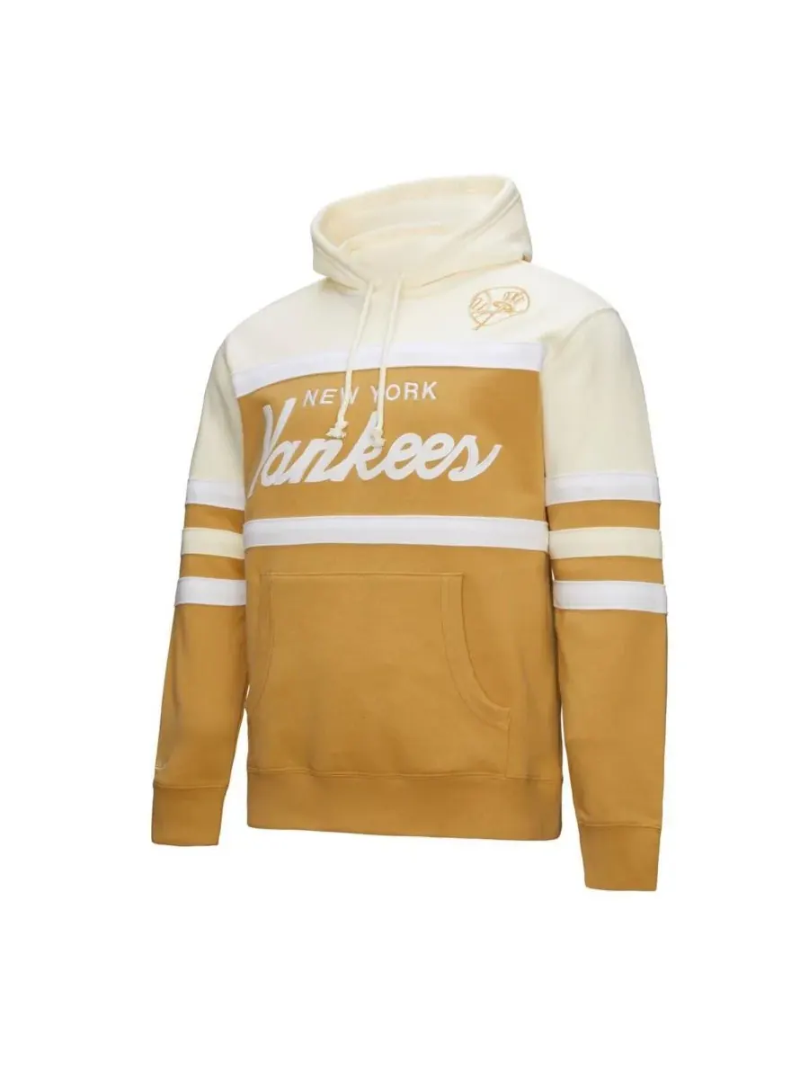 Mitchell & Ness Мужская толстовка с капюшоном в бежево-кремовом цвете с логотипом главного тренера — изображение 2 из 3
