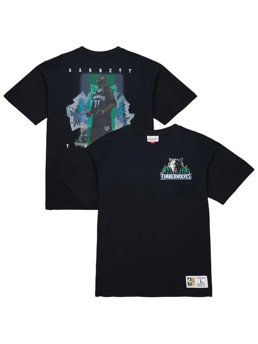Mitchell & Ness Мужская черная футболка Кевина Гарнетта с символикой Minnesota Timberwolves — изображение 1 из 3, черный