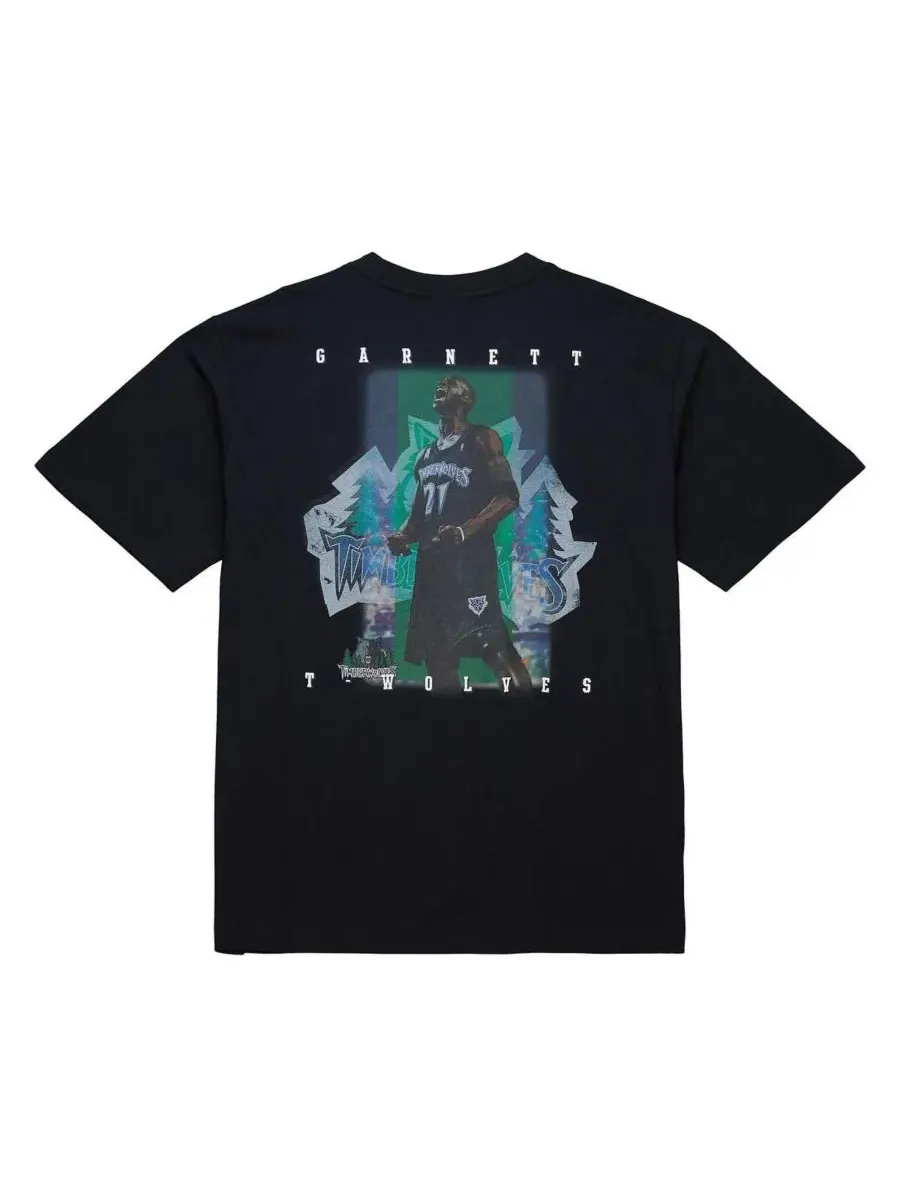 Mitchell & Ness Мужская черная футболка Кевина Гарнетта с символикой Minnesota Timberwolves — изображение 3 из 3, черный