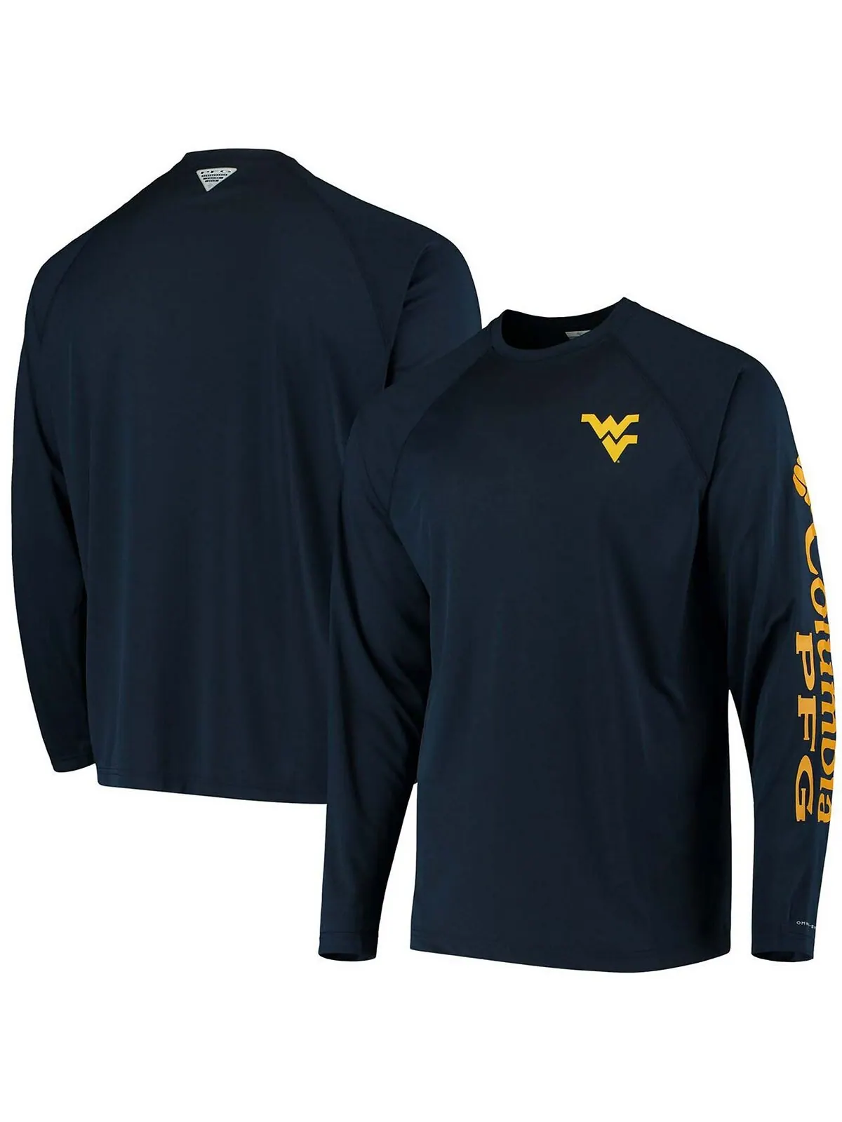 Мужская темно-синяя футболка PFG West Virginia Mountaineers Terminal Tackle Omni-Shade с длинным — изображение 1 из 3