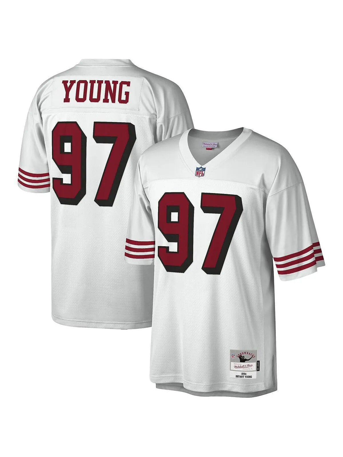 Мужская футболка bryant young white san francisco 49ers 1994 legacy, копия Mitchell & Ness — изображение 1 из 3, белый
