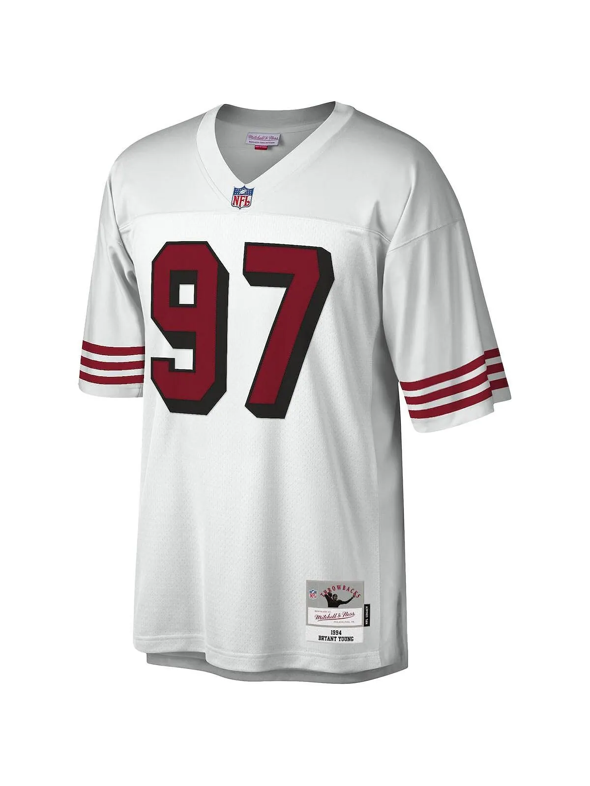 Мужская футболка bryant young white san francisco 49ers 1994 legacy, копия Mitchell & Ness — изображение 3 из 3, белый