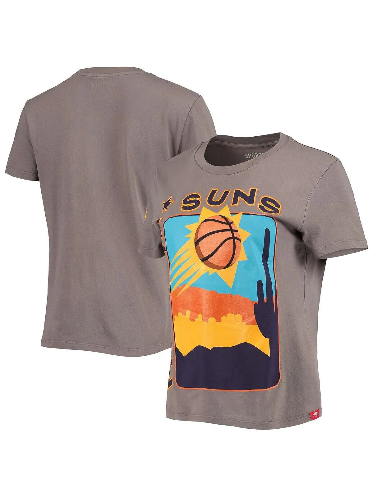Женская темно-серая футболка Phoenix Suns Street Capsule Arcadia Sportiqe — изображение 1 из 3, темно-серый