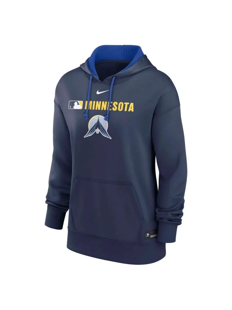 Nike Женская темно-синяя толстовка с капюшоном Minnesota Twins Authentic Collection City Connect — изображение 3 из 3