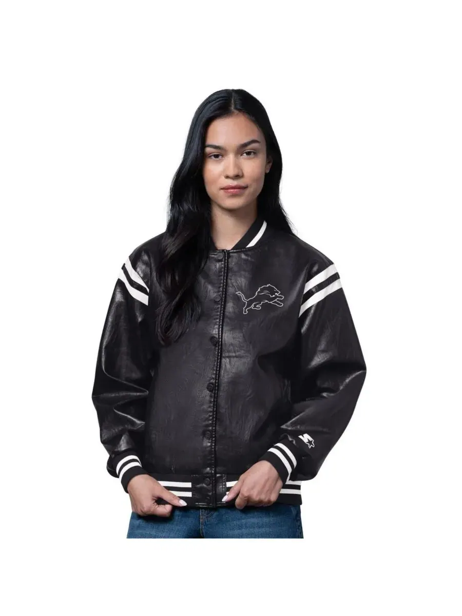 Starter Женская черная куртка Detroit Lions High Heat Varsity Jacket — изображение 1 из 2, черный