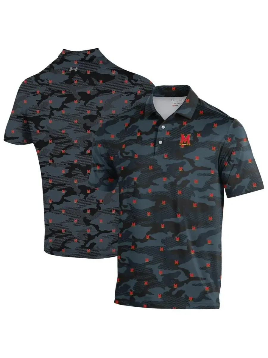 Under Armour Мужская черная футболка-поло Maryland Terrapins Gameday ArmourFuse — изображение 1 из 3, черный