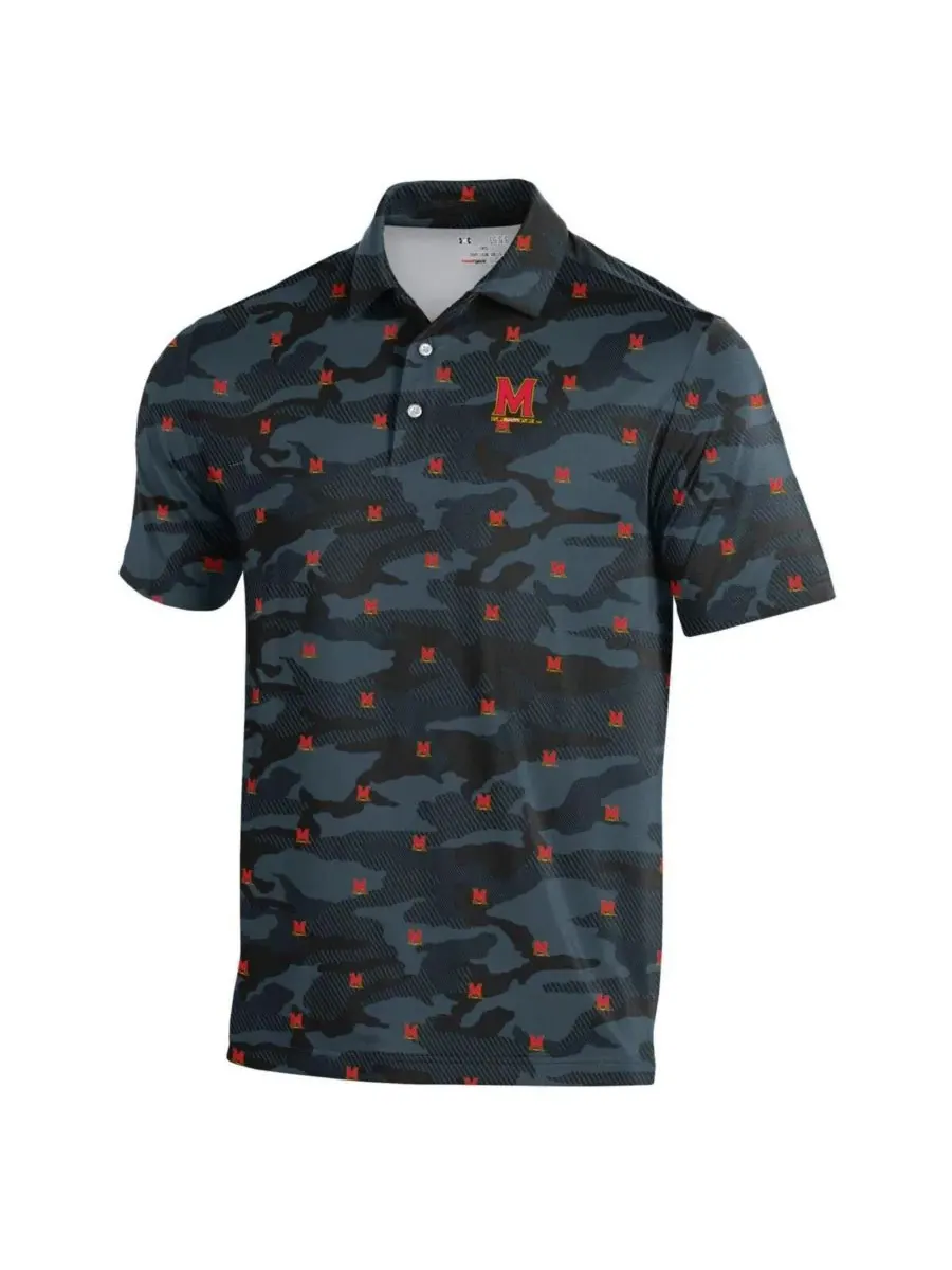 Under Armour Мужская черная футболка-поло Maryland Terrapins Gameday ArmourFuse — изображение 3 из 3, черный
