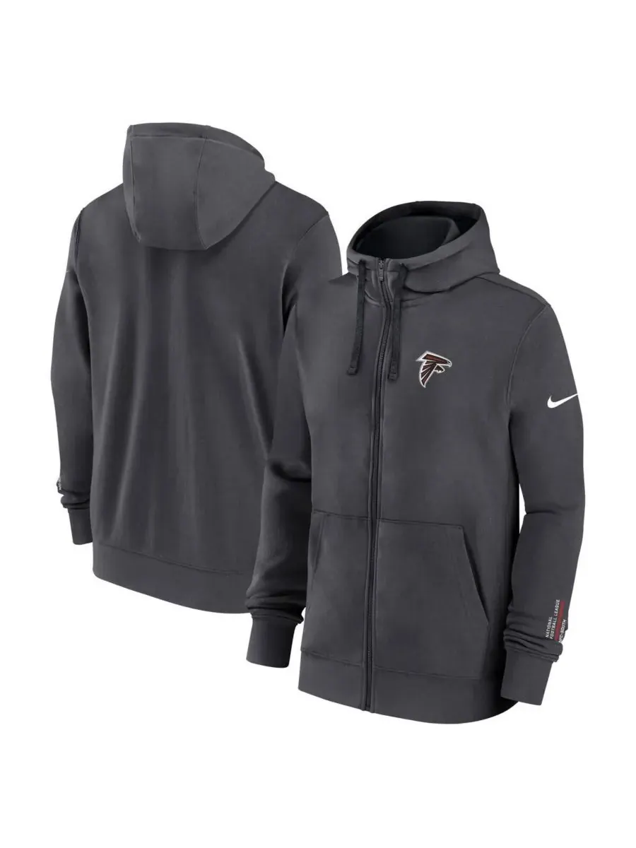 Nike Мужская толстовка на молнии цвета антрацит с символикой Atlanta Falcons Primetime Club — изображение 1 из 3, серый