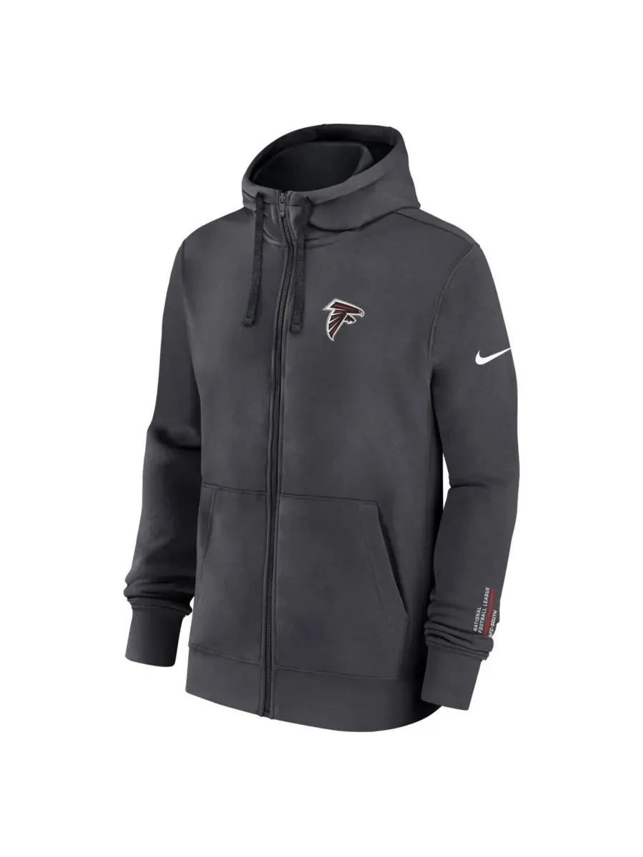 Nike Мужская толстовка на молнии цвета антрацит с символикой Atlanta Falcons Primetime Club — изображение 2 из 3, серый